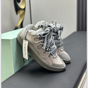 Lanvin men and Women's Cream and Gray Sneakers